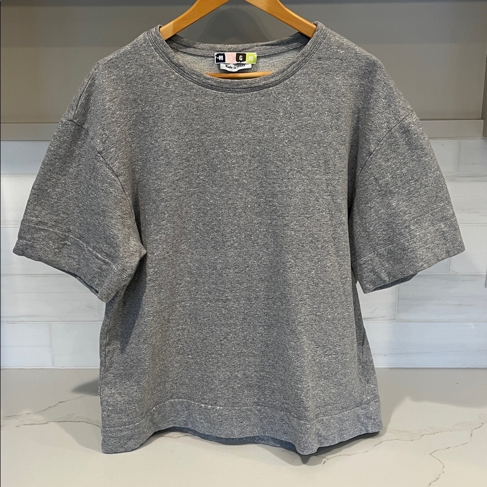 MSGM Milano Boxy Gray French Terry Short Sleeve Sweatshirt IT 48/ US M - Picture 6 of 8